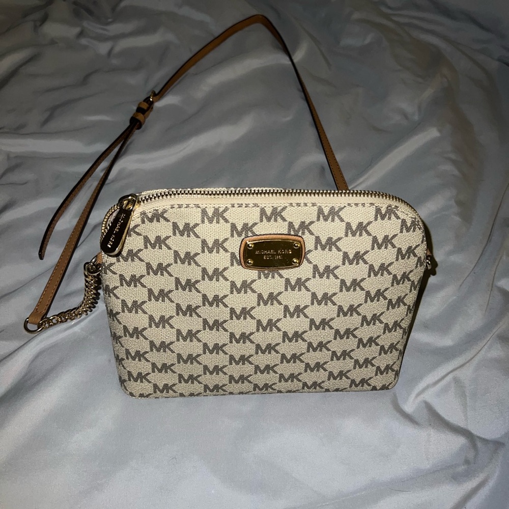 Michael Kors Monogram Crossbody Bag - Beige and Brown - Picture 2 of 3